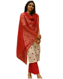 Gosriki Women'S Rayon Blend Straight Embroidered Kurta With Pant & Dupatta (Bindhu Cream-Gs_S_Cream_Small),Cream,,B0DK9Q26JJ