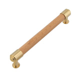 KOXHERO Wood and Brass Cabinet Pulls 6 Inch Center to Center Double Hole 4Pack Modern Kitchen Drawer Handle Unfinished Dresser K