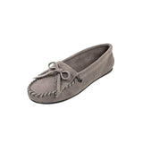 Minnetonka Women's Kilty Suede Hardsole Moccasins, Grey, 6.5 W US