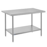 ROCKPOINT SS304 Top All Stainless Steel Table for Prep & Work 30x48 Inches, NSF Commercial Kitchen Heavy Duty Table with Adjusta