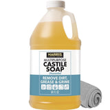 HARRIS MultiPurpose Pure Liquid Castile Soap with Micro Fiber Towel for Home Cleaning, For Dish Soap, Laundry Detergent, Kitche