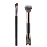 2pcs Nose Contour Brushes Set, 2-in-1 U-Shaped Fluffy & Angled Tilt Brush for Precise Nose Sculpting, Highlighting, Defining, Se