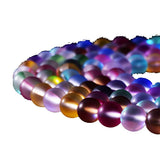 Asingeloo 38PCS 10mm Natural Coloful Mystic Aura Quartz Gemstone Frosted Matte Titanium Rainbow Round Loose Beads 15 inch Full S