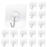 YIKUER Transparent Adhesive Hooks 30 lb(Max), Waterproof and Oilproof Reusable Seamless Hooks, Heavy Duty Wall Hook for Kitchen