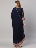 Anni Designer Women'S Cotton Blend Straight Kurta With Palazzo & Dupatta (Deep Black_Xxl_Black_Xx-Large),Black,2XL,Cotton Blend,Straight,Kurta, Pants, Scarf