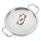 HAZEL Triply Stainless Steel Kadhai with Steel Lid, 5 Litre | 31.9cm, Flat Bottom Kadai | 2.5mm Thick, Induction & Gas Compatibl