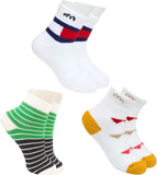 Neska Moda Boys & Girls 3 Pair Cotton Ankle Length Socks For 5 To 8 Years (White,Green,White Green)Mx88