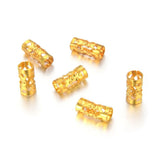 100pcs Filigree Tube Loose Beads 8mm x 3mm Small Spacer (Large Hole ID 2.5mm) 18K Yellow Gold Plated Brass for DIY Craft Jewelry