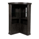 Benjara Wooden Bar Cabinet with Glass Shelves, Brown