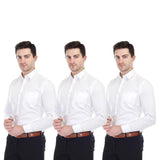 Xjarvis Clifton Men'S Regular Fit Cotton Blend Plain Shirt Full Sleeves Casual & Formal Summer Shirt With Pocket Design & Spread Collar Pack Of 3 (White Xl),White Pack of 3,,B0DNWFDJMG