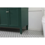 Elegant Decor Park Avenue 72 Metal Mdf Marble Double Bathroom Vanity In Green