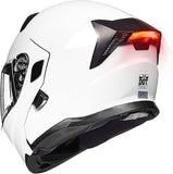 ILM Motorcycle Dual Visor Modular Flip up Full Face Helmet with LED Tail Light and Sun Visor DOT Model 906L(White,Medium)