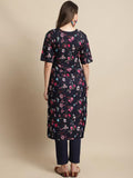 Pinkmint Crepe Casual Style Women Kurta With Pant Fancy Printed Kurti For Women Trendy Kurti Ll (Pack Of 2) Navy Blue-Blue Navy Blue-Blue 2Xl
