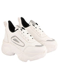 Shoetopia Women'S Block Heel Sneakers White,White,5,B0BT1YHZRR