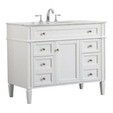 Elegant Decor Park Avenue 42 Metal MDF Marble Single Bathroom Vanity in White