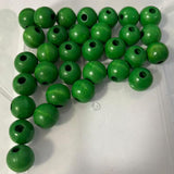 100pcs 16mm Jade Green Wooden Beads with 4mm Hole - Round Wood Beads for Macrame, Garland Making & DIY Craft Projects
