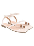 Shoetopia Solid One-Toe Cream Flat Sandals Or Women & Girls /Uk6,Cream,6,B0BZPTG8SC
