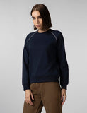 Fyltr Women'S Solid Color Raglan Sweatshirt With Full Sleeve - Round Neck | Contrast Flatlock Stitch Detailing | Casual Winterwear For Women,Vainly Navy,Vainly Navy,S