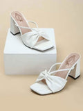 Shoetopia Women & Girls Detailed Strap Stylish Fashion Sandal Block Heels /1296/White/Uk3,White,3,B0BM6772VZ