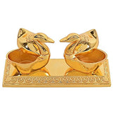 MURLIKRISHNA EXPORT Duble Duck Shape Haldi Kumkum Box for Home Pooja Decorative Items Chopda for Pooja and Gift Purpose 11 x 4 x