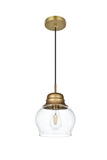 Living District Kenna 1-Light Metal & Glass Pendant In Black/Clear