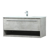 Elegant Decor Roman 40 Aluminum Alloy Mdf Single Bathroom Vanity In Gray