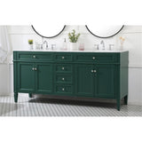 Elegant Decor Park Avenue 72 Metal Mdf Marble Double Bathroom Vanity In Green
