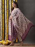 Anni Designer Women'S Cotton Blend Straight Printed Kurta With Pant & Dupatta (Gopmata Pink_M_Pink_Medium),Pink,M,Cotton Blend,Regular,Kurta, Scarf