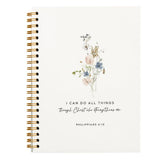 Tizzer Christian Gifts Notebook for Women, Floral Christian Prayer Journal for Woman, Church Notes Journal, Philippians 4:13 I C