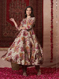 Gosriki Women'S Rayon Blend Anarkali Printed Kurta With Pant (Vedham Multi-Vks01-Gs_S_Multi_Small) Multicolour,Multicolour,,B0DRNMVQKT