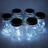 Cynzia Solar Mason Jar Lights, 6 Pack 10 LED Jar Lid String Lights with 6 Hangers(No Jars), Waterproof Fairy Firefly Light for G