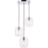 Living District Collier 3 Light Chrome And Clear Glass Pendant