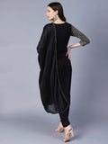 Gosriki Women'S Cotton Blend Embroidered Straight Kurta With Pants & Dupatta (Dumas-Black-Gs_S_Black_Small),Black,,B0BR5WKJ67