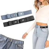 The Fusion Mart BuckleFree Elastic Belt For Women, No Buckle Stretch Waist Belt For Jeans, Black And Blue, 2 Pack