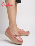 Shoetopia Upper Metalic Buckle Detailed Peach Loafers For Girls-Eu38,Bronze,5,B0D5HCZG62