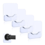 PREBENE Adhesive Shower Curtain Rod Holder, 4 Pcs Tension Rod Holders, No Drilling | Invisible Rod Retainer, Transparent Wall Mo