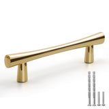 YAGU 5 Pack Bright Gold Solid Cabinet Handles, 3.75 Inch Hole Center, Polished Brass Kitchen Drawer Pulls Zinc Alloy Furniture H