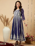Gosriki Women'S Georgette Chikankari Embroidered Anarkali Kurta (Kari Blue-Bgt-Gs_Xl_Blue_X-Large),Blue,,B0CJY8QZC1