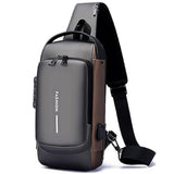 Lovelyduo 1 Pcs Waterproof AntiTheft Sling Crossbody Chest Bag With Usb Charging Port Lightweight Shoulder Backpack For Men &
