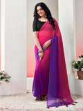 Satrani Womens Georgette Dyed Padding Ready To Wear Saree With Unstitched Blouse Piece (4Rs105N_Pink & Purple & Violet6)