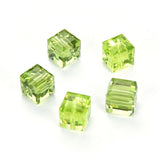 50pcs Adabele Austrian 4mm (0.16 Inch) Small Faceted Cube Crystal Loose Beads Light Olivine Green Compatible with Swarovski Crys