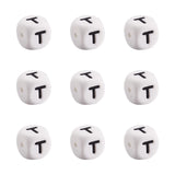 FASHEWELRY 10Pcs Cube Letter Silicone Beads 12x12x12mm Square Letter T Alphabet Beads for DIY Bracelet Necklace Jewelry Making