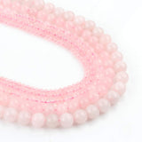 Yochus 60pcs Pink Quartz Round Smooth Stone Beads for Bracelet Making