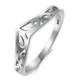 BORUO 925 Sterling Silver Ring Filigree Thumb Chevron High Polish Comfort Fit Band Ring Size 9