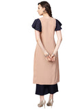 Ziyaa Women'S Crepe Straight Fit Kurta (Zikucr2812-S_Beige_Small)