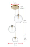 Living District Baxter 3-Light Metal Pendant In Chrome And Clear Finish