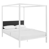 CasaFoyer Raina Queen Canopy Platform Bed | Rustic Charm | Sturdy Steel Frame | Supports 1323 lbs | No Box Spring Needed | Mattress Not Included