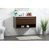 Elegant Decor Roman 36 Aluminum Alloy Mdf Single Bathroom Vanity In Walnut