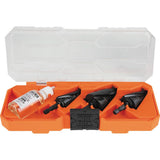 Klein Tools QRSTSPRO Premium 3-Piece Electrician's Step Bit Set with Cutting Oil, Modular Case, Impact Rated Quick Release, Doub