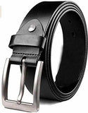 Men Evening, Party, Formal, Casual Black Genuine Leather Belt ()_1122